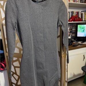 Neiman Marcus Charcoal Long Sleeve Dress